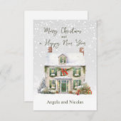 Weihnachtshaus im Schnee Einladung (Vorne/Hinten)