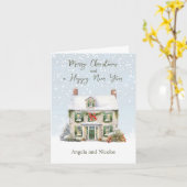 Weihnachtshaus im Schnee Karte (Gelbe Blume)