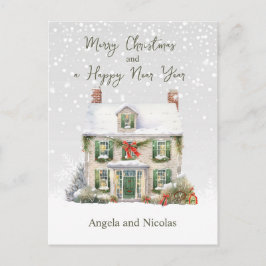 Weihnachtshaus im Schnee Postkarte
