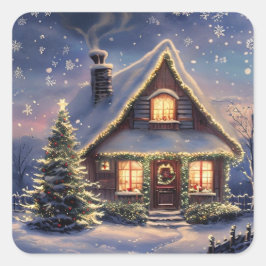 Weihnachtshaus im Schnee Winter Holiday Sticker