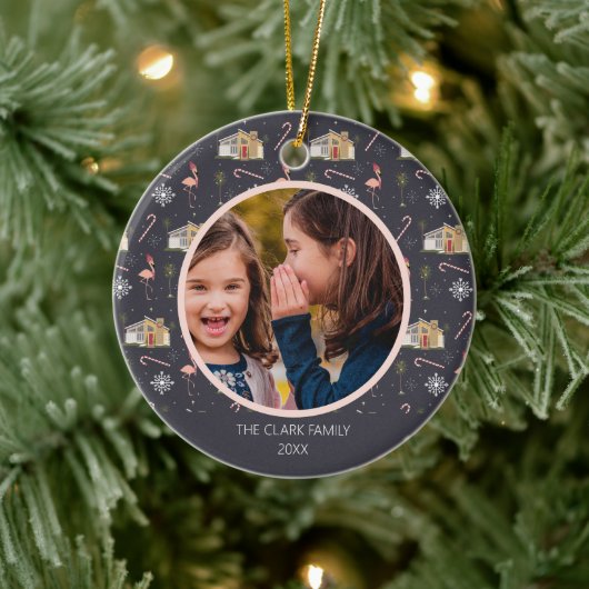 Weihnachtshaus Palm Tree Foto Keramik Ornament (Baum)