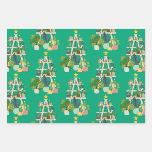 Weihnachtshaus-Pflanze Geschenkpapier Set (Vorderseite)