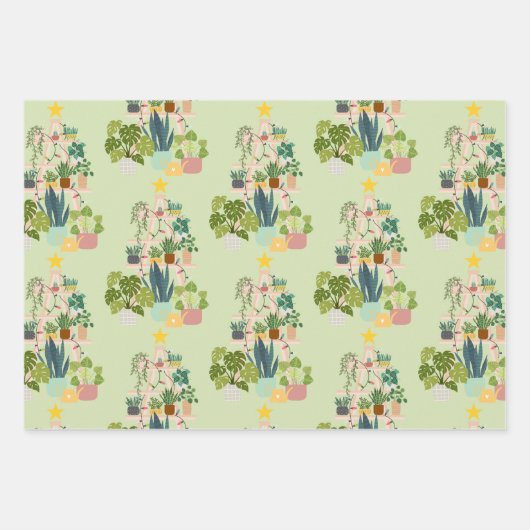 Weihnachtshaus-Pflanze Geschenkpapier Set (Vorderseite)