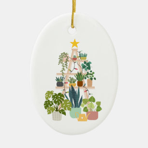 Weihnachtshaus-Pflanze Keramik Ornament