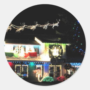 Weihnachtshaus Runder Aufkleber