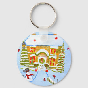 Weihnachtshaus Schlüsselanhänger