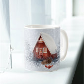 Weihnachtshaus Schnee Pine Berries Wasserfarbe Kaffeetasse