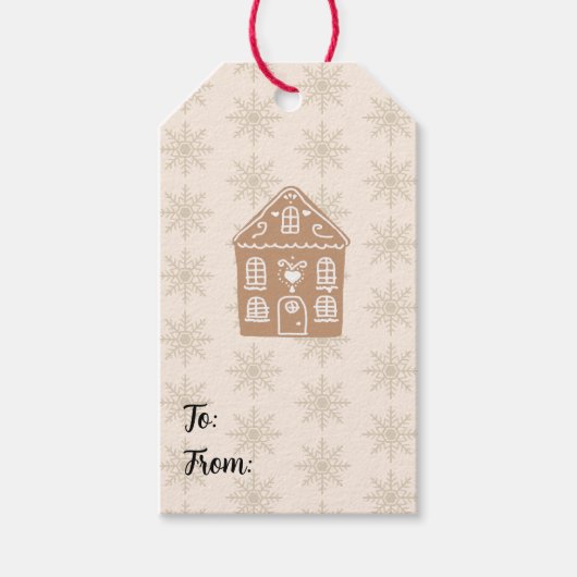 Weihnachtshaus-Schneeflocken-Muster Geschenkanhänger (Vorderseite)