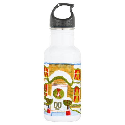 Weihnachtshaus Trinkflasche (Vorderseite)