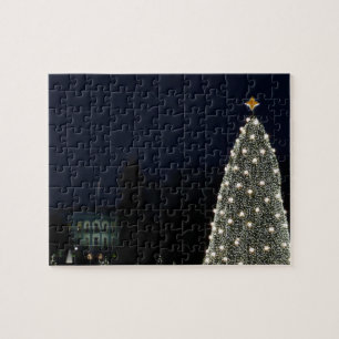 Weihnachtshaus und Nationalbaum Weihnachtsfeiertag Puzzle