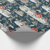 Weihnachtshaus Wasserfarbmuster Geschenkpapier (Ecke)