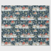 Weihnachtshaus Wasserfarbmuster Geschenkpapier (Flach)