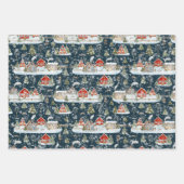 Weihnachtshaus Wasserfarbmuster Geschenkpapier Set (Vorderseite 3)