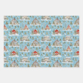 Weihnachtshaus Wasserfarbmuster Geschenkpapier Set (Vorderseite 2)
