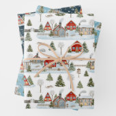 Weihnachtshaus Wasserfarbmuster Geschenkpapier Set (Beispiel)