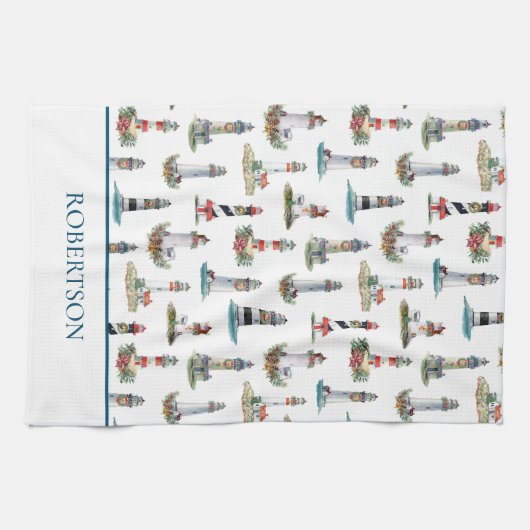 Weihnachtshäuser an der Küste Geschirrtuch (Horizontal)