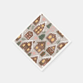 Weihnachtshäuser aus Lebkuchen - Festtagsmuster Serviette (Ecke)