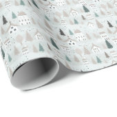Weihnachtshäuser Bäume Weihnachten Geschenkpapier (Rolleneckpunkt)