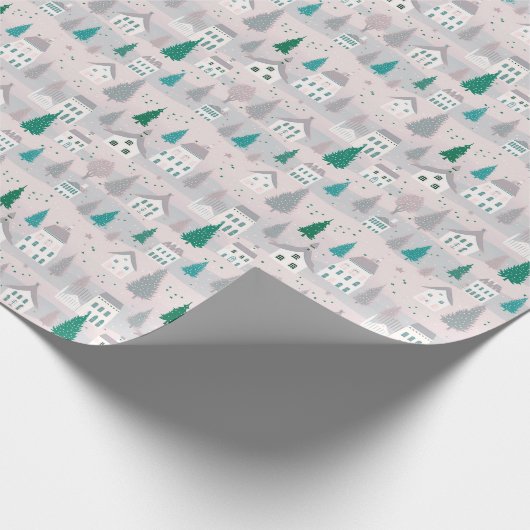 Weihnachtshäuser Bäume Weihnachten Geschenkpapier (Ecke)