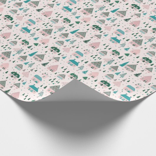 Weihnachtshäuser Bäume Weihnachten Geschenkpapier (Ecke)