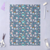 Weihnachtshäuser Blau Geschenkpapier Seidenpapier (Basteln)