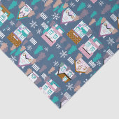 Weihnachtshäuser Blau Geschenkpapier Seidenpapier (Detail)