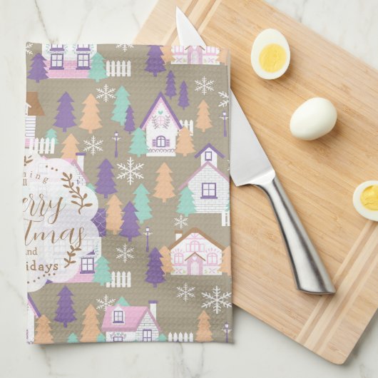 Weihnachtshäuser Brown Geschirrtuch (Viertel Falte)