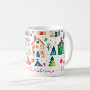 Weihnachtshäuser Frohe Feiertage Kaffeetasse