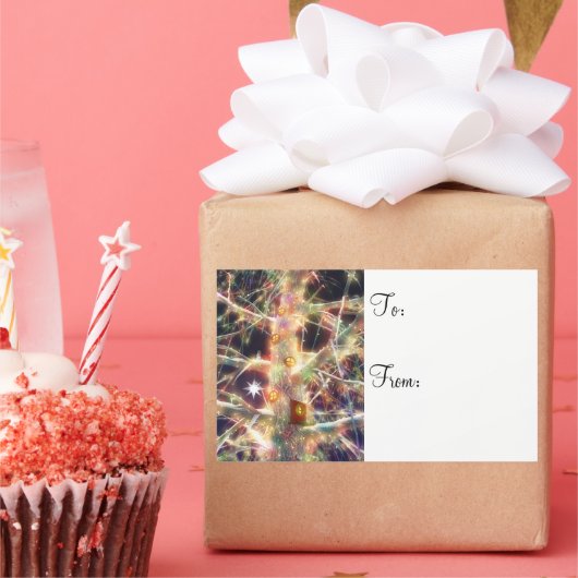 Weihnachtshäuser-Geschenketiketten Rechteckiger Aufkleber (Party)