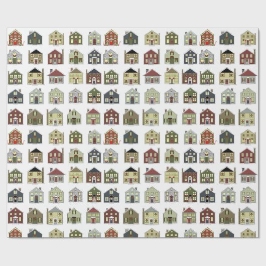 Weihnachtshäuser Geschenkpapier (Flach)