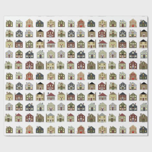 Weihnachtshäuser Geschenkpapier (Flach)