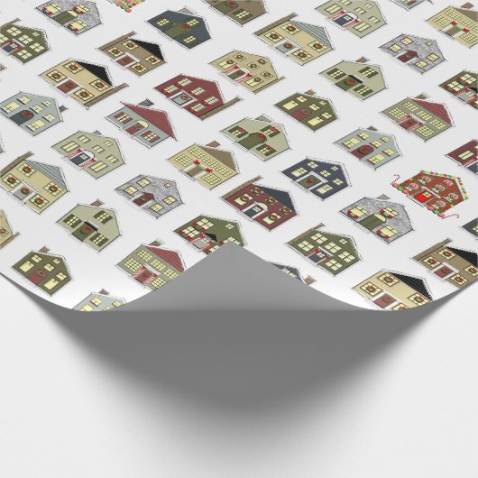 Weihnachtshäuser Geschenkpapier (Ecke)