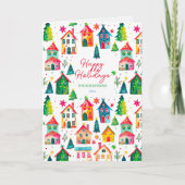 Weihnachtshäuser glücklicher Urlaub Feiertagskarte (Vorderseite)