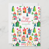 Weihnachtshäuser glücklicher Urlaub Feiertagskarte (Vorderseite)