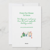 Weihnachtshäuser glücklicher Urlaub Feiertagskarte (Rückseite)