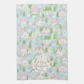 Weihnachtshäuser Grau Geschirrtuch (Vertikal)