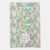 Weihnachtshäuser grün geschirrtuch (Vertikal)