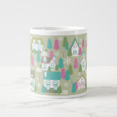 Weihnachtshäuser grün Jumbo-Tasse (Vorderseite)