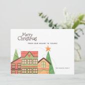 Weihnachtshäuser Grußkarte Feiertagskarte (Stehend Vorderseite)