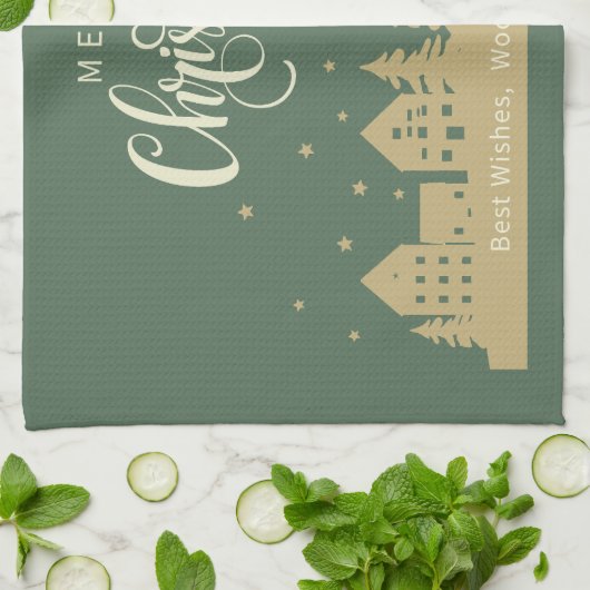 Weihnachtshäuser im Winter | Benutzerdefiniertes R Geschirrtuch (Gefaltet)