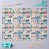 Weihnachtshäuser in Aquarellfarbe - nahtloses Must Seidenpapier (Basteln)