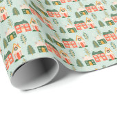 Weihnachtshäuser in Mint Green Geschenkpapier (Rolleneckpunkt)
