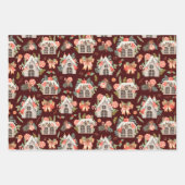 Weihnachtshäuser in Roter Wasserfarbe Nahtloses Mu Geschenkpapier Set (Vorderseite 3)