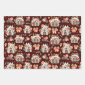 Weihnachtshäuser in Roter Wasserfarbe Nahtloses Mu Geschenkpapier Set (Vorderseite 2)