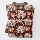 Weihnachtshäuser in Roter Wasserfarbe Nahtloses Mu Geschenkpapier Set (Beispiel)