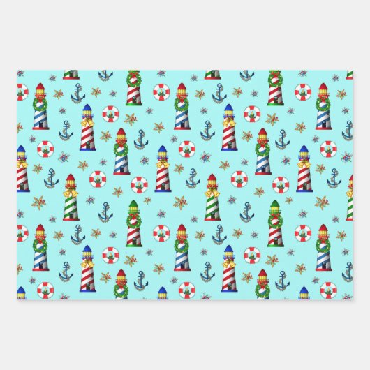 Weihnachtshäuser Nautical Geschenkpapier Set (Vorderseite)