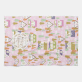 Weihnachtshäuser Pink Geschirrtuch (Horizontal)