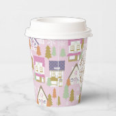 Weihnachtshäuser Pink Paper Cups Pappbecher (Rechts)