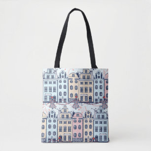 Weihnachtshäuser, vintage festliche Muster. Tasche