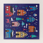 Weihnachtshäuser: Vintage Illustration. Puzzle (Horizontal)